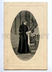 193992 PRAY Girl in Black MOURNING Vintage photo Embossed PC