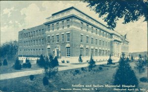 Utica, New York - Soldiers and Sailors Memorial Hospital 1923 - NY Postcard 