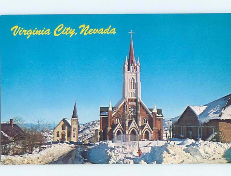 Unused Pre-1980 CHURCH SCENE Virginia City Nevada NV A5833