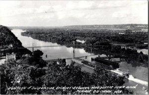 RPPC Views of Pontoon and Suspension Bridges Marquette IA Vintage Postcard G80