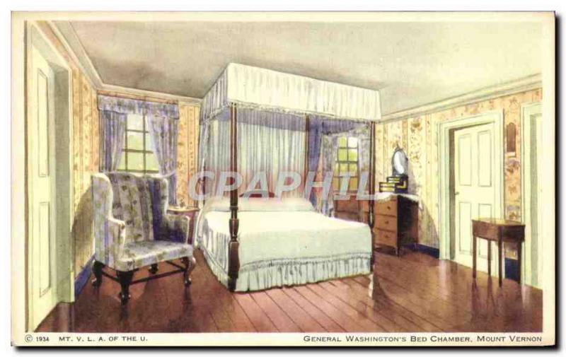 Old Postcard General Washington & # 39s Bed Chamber Mount Vernon