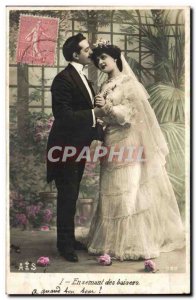 Fantasy - Couple - marriage - wedding - By sowing kisses - Old Postcard