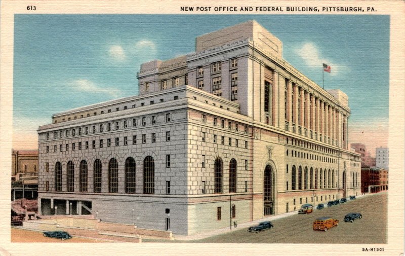 New Post Office and Federal Building, Pittsburgh, Pennsylvania, Minsky Postcard