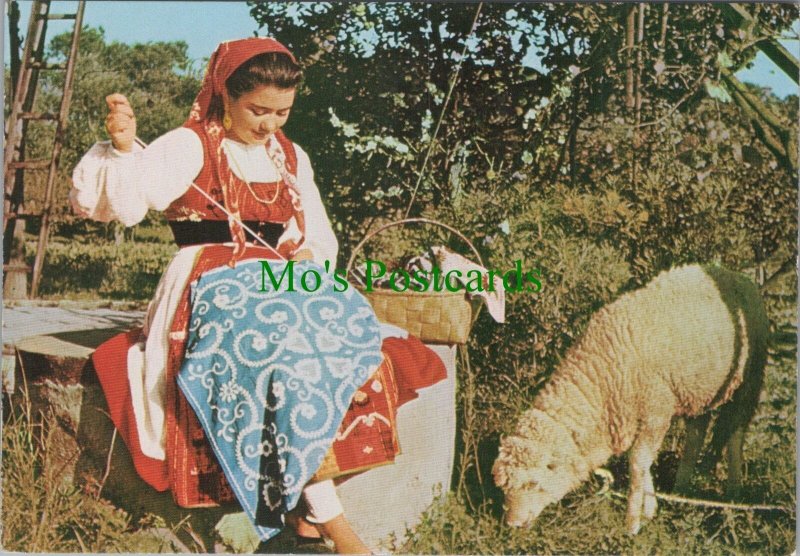 Fashion Postcard - Tipismo Portugues, Typical Dress. Sewing, Sheep  RR18578