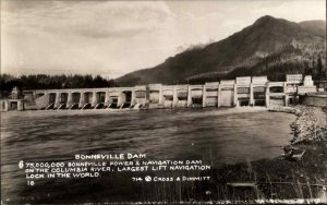 Bonneville Dam Oregon OR Real Photo RPPC Vintage Postcard