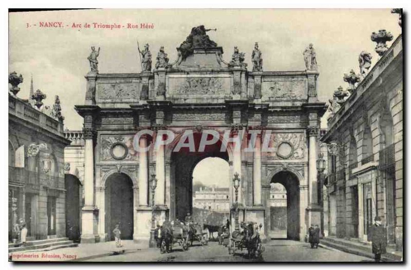 Old Postcard Nancy Arc de Triomphe Street Here