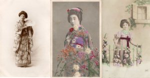 Japanese Geisha Glamour 3x Antique Fashion Postcard s
