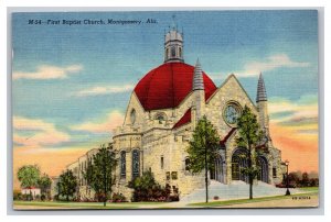 Vintage 1940s Postcard First Baptist Church Montgomery Alabama