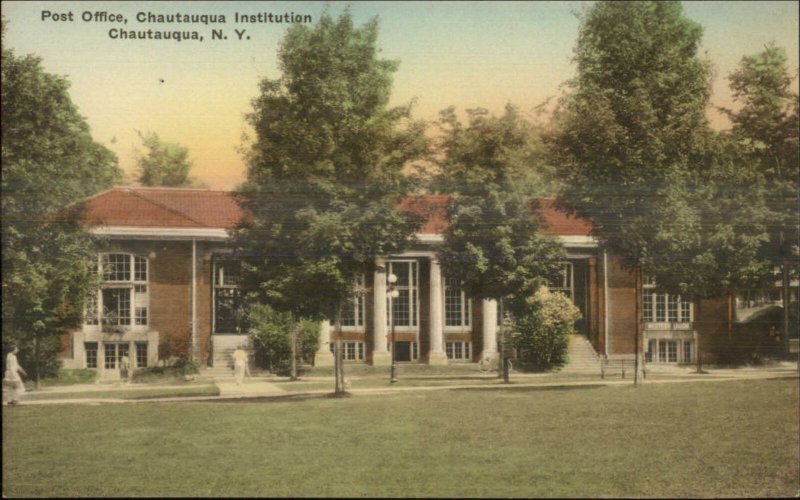 Chautauqua NY Institute Post Office Albertype Postcard