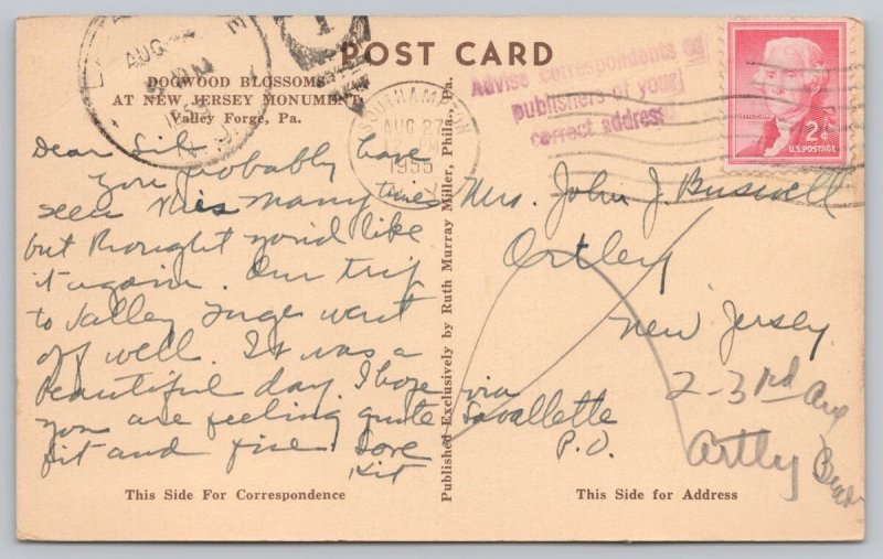 Postcard Valley Forge Pennsylvania PA Dogwood New Jersey 1950s View
