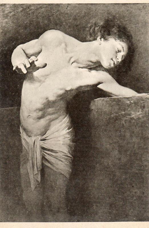 Narcissus study by Benczur hungarian artist early art postcard