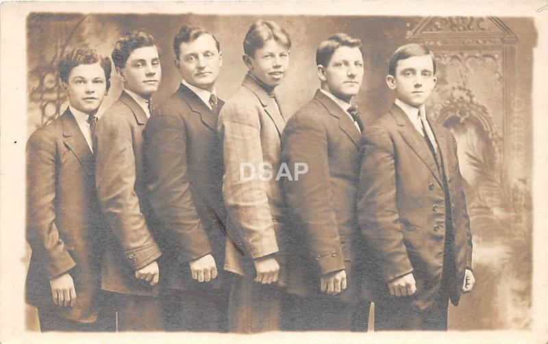 A65/ Martins Ferry Ohio Postcard Real Photo RPPC c1910 Boys Suits Well Dressed