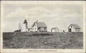 Buzzards Bay Cape Cod MA Wing Neck Lighthouse c1915 Postcard