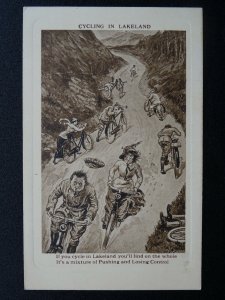 Cumbria CYCLING IN LAKELAND c1920s Comic Postcard by Valentine