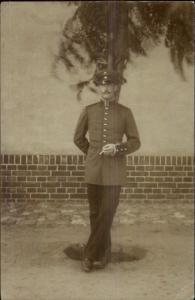 Italian? Soldier in Uniform Smoking Cigarette c1915 Real Photo Postcard