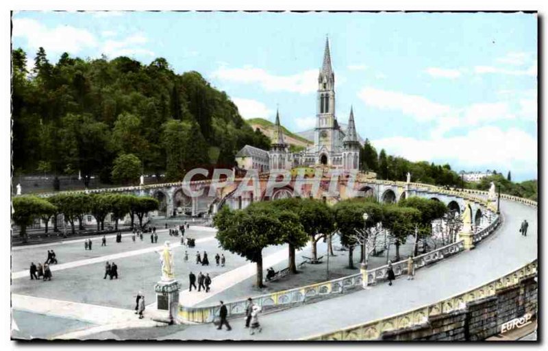 Old Postcard Lourdes Basilica And & # 39Esplanade the Basilice and The Esplan...