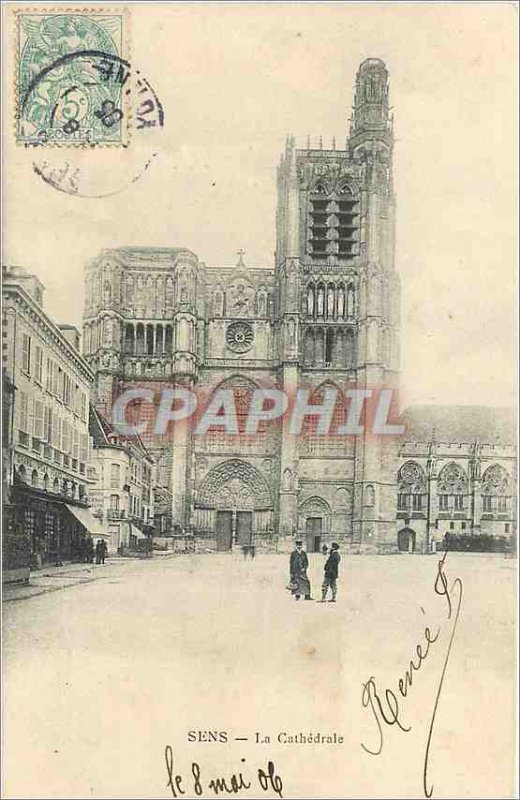 Old Postcard Sens La Cathedrale