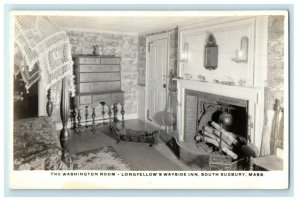 South Sudbury MA, Washington Room Longfellow's Wayside Inn RPPC Photo Postcard