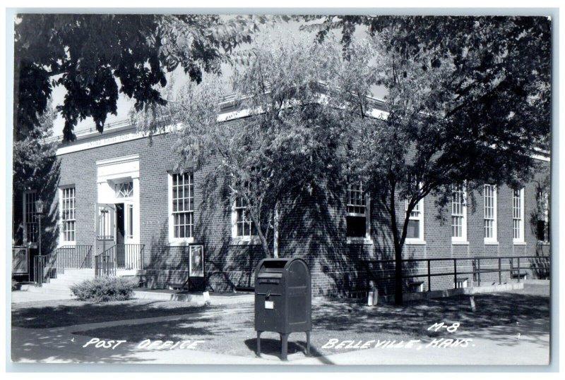 c1940's Post Office Building Belleville Kansas KS RPPC Photo Vintage Postcard