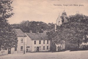 Torshalla Torget Och Stora Gatan Sweden Old Postcard