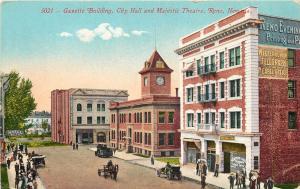 c1910 Mitchell Postcard 5021 Gazette Bldg, City Hall & Majestic Theatre, Reno NV