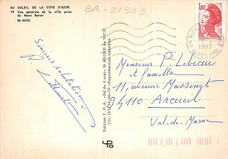 BR21909 Nice Vue generale de la ville prise du mont Boron  france
