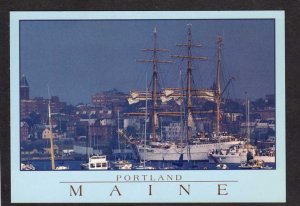 ME US Coast Guard Ship Portland Maine Harbor Tall Ship Postcard