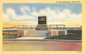 LEWES, DE Delaware  DUTCH MONUMENT Sussex County c1940's Curteich Linen Postcard