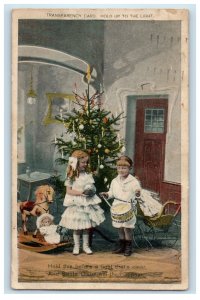 1922 HTL Hidden Santa Puzzle Children Christmas Tree Candles Doll Postcard 