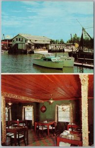Naples FL Fishhouse Dining Room Gordon River Bridge Chrome Postcard H82