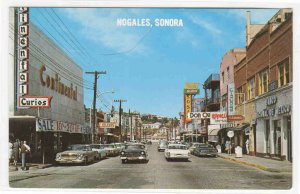 Obregon Avenue Cars Nogales Sonora Mexico postcard