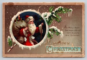 Christmas Greetings  Santa Claus  Postcard