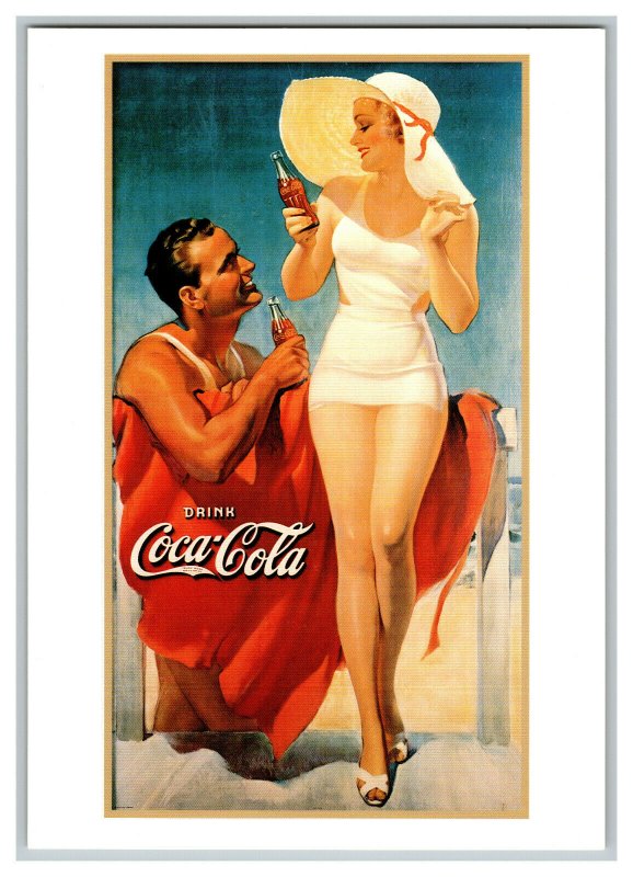 Drink Coca-Cola Girl Lifeguard ©1991 Reproduction Postcard Continental View Card