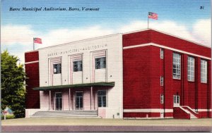 Vtg Vermont VT Barre Municipal Auditorium 1940s Old Linen View Postcard