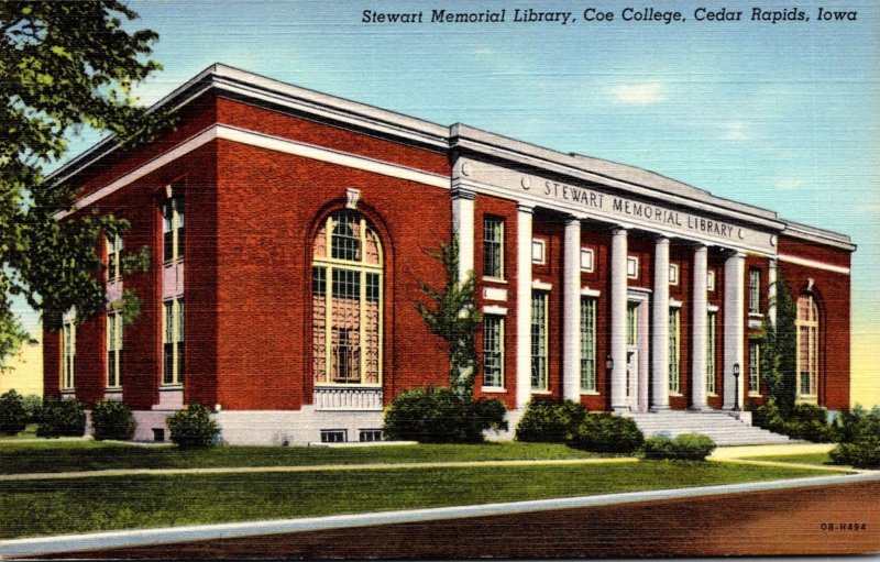 Iowa Cedar Rapids Stewart Memorial Library Coe College Curteich