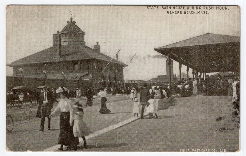 Revere Beach, Mass, State Bath House, During Rush Hour