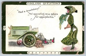 Foolish Questions, Had A Breakdown? 1910 Artist Signed Postcard, Cobb Shinn