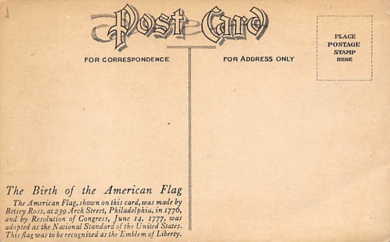 Birth of American Flag Philadelphia, Pennsylvania, USA Unused 