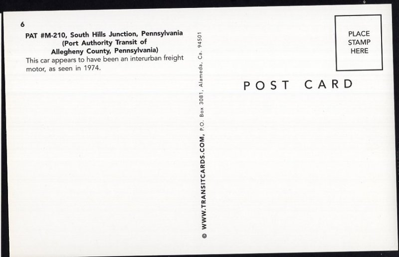 Trolley Trollies Transit Streetcar PAT #M-21 Allegheny County PA1974 1950s-1970s