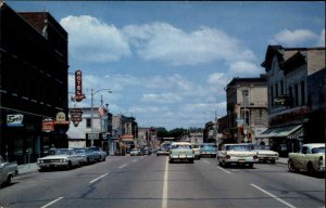 Fort Atkinson Wisconsin WI Classic 1960s Cars Street Scene Vintage Postcard