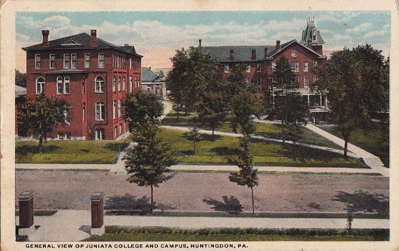 Postcard General View Juniata College and Campus Huntingdon PA