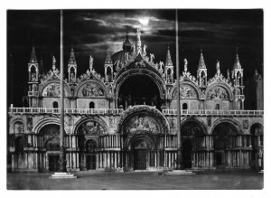 RPPC Italy Venice Basilica S Marco at Night Moonlight SBV 4X6 Glossy Postcard