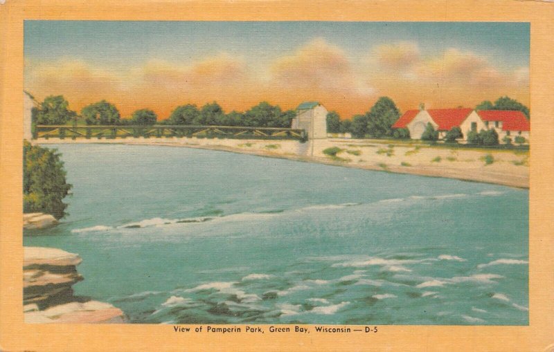 GREEN BAY WISCONSIN~VIEW OF PAMPERIN PARK~POSTCARD