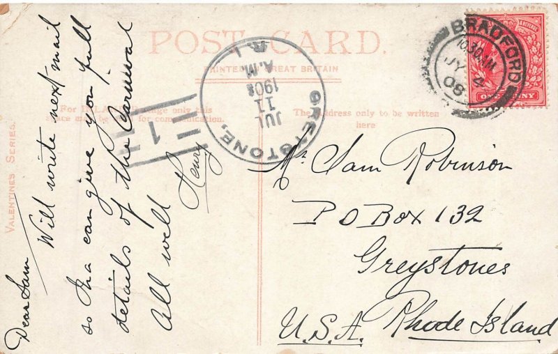 Lister Park Bradford England 1908 Postcard Statue Tree Lined Path Valentine's