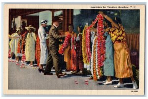 View Of Hawaii Lei Vendors Honolulu T.H Tourist Scene HI Vintage Postcard 