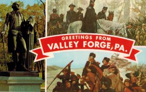 Greeting from Valley Forge - George Washington, PA Pennsylvania Postcard