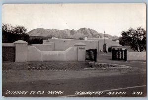 Nogales Mexico Postcard Old Church Entrance Tumacacori Mission 1945 RPPC Photo