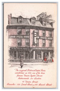 Artist Etching Union Oyster House Resaturant Boston MA UNP Postcard Y13
