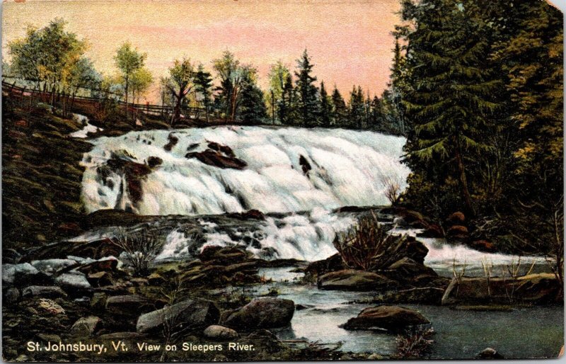 St Johnsbury Vermont Sleepers River Rapids Scenic Landscape DB Postcard 