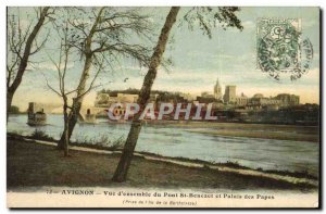 Old Postcard View of Avignon & # 39ensemble the Pont St Benezet and Palace of...
